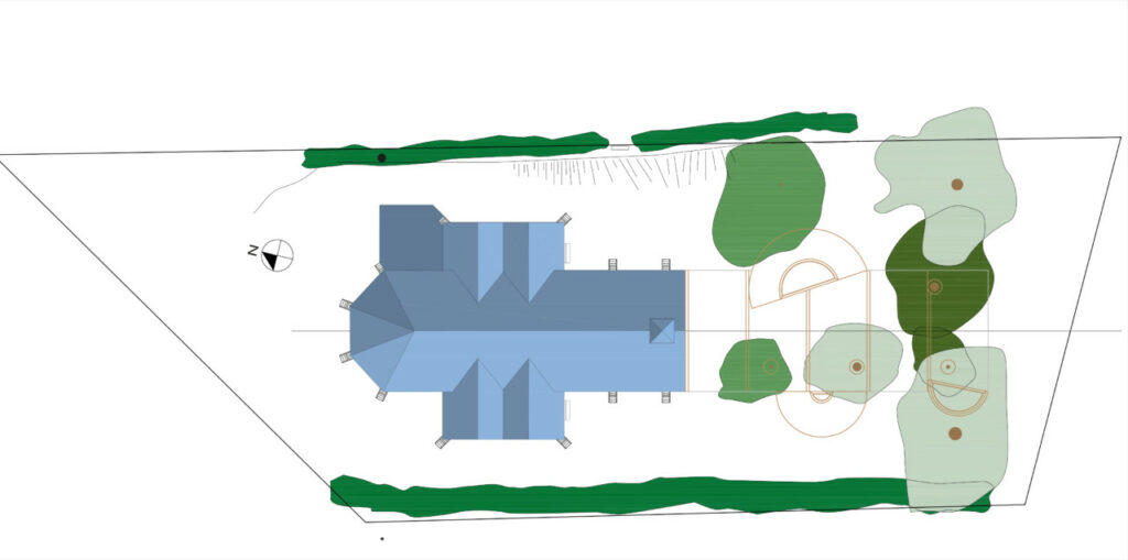 Plan masse au 1/200e du site de La Chapelle avec implantation du projet de Jade Richard, École Duperré Paris.